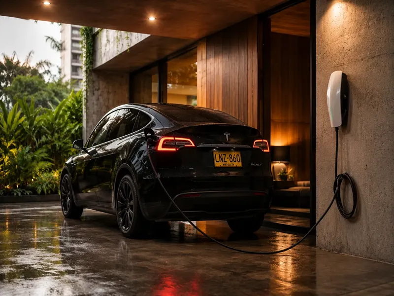 Instalación de cargador eléctrico en garaje residencial privado, Medellín — ingenieros certificados RETIE y CONTE